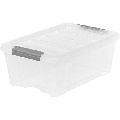 Iris Buckle Up Storage Box 12.9 Quart Clear 4 Count