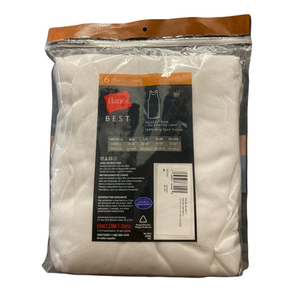 Hanes Best Men's Tagless 100% Cotton Tank Top 6 Pack (White, M)