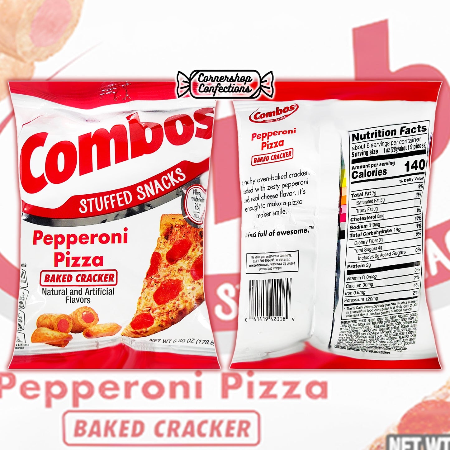 Combos Stuffed Snack 4 Flavors 1 Each Bulk Variety Share Pack - Pepperoni Pizza Baked Cracker, Cheddar Cheese Cracker, Pizzeria Baked Pretzel, Cheddar Cheese Pretzel In Cornershop Confections Pack