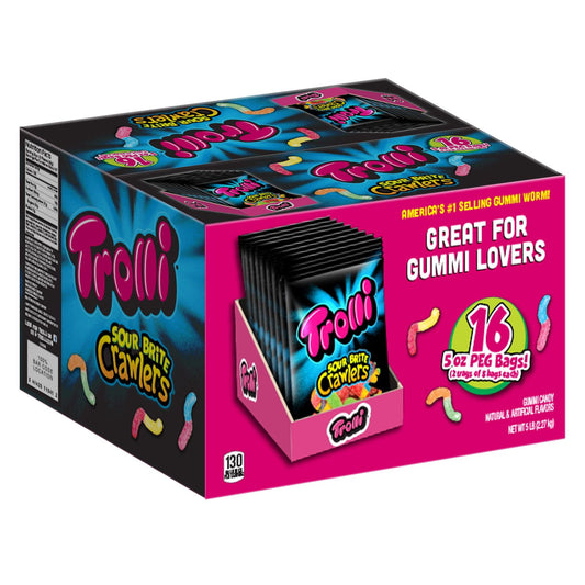 Trolli Sour Brite Crawlers Gummy Worms Candy, 16 pk./5 oz.