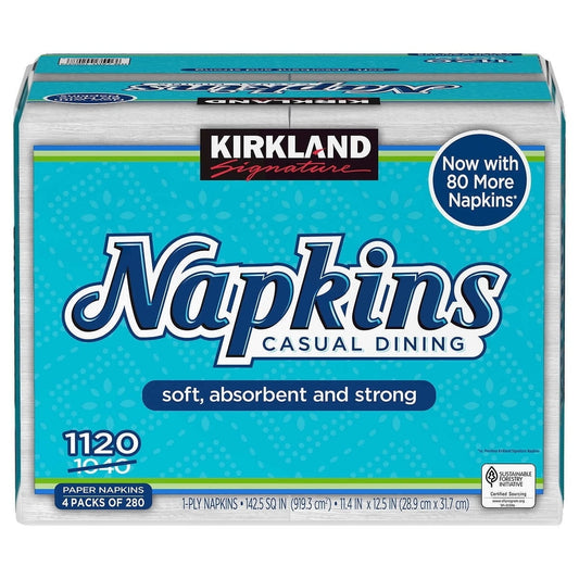 Kirkland Signature Napkin, 1-Ply, 280 Count (Pack of 4)