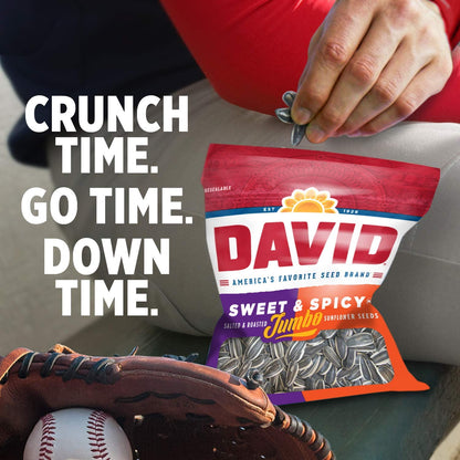 David Sweet & Spicy Jumbo Sunflower Seeds, 5.25 oz (Pack of 3) with By The Cup Baseball Card