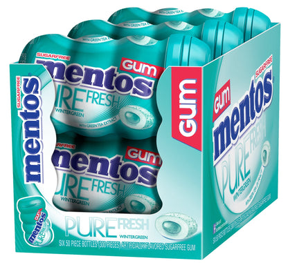 Mentos Pure Fresh Sugar-Free Chewing Gum, Wintergreen, 50 Ct, (6 Pk, 300 Total Pieces)