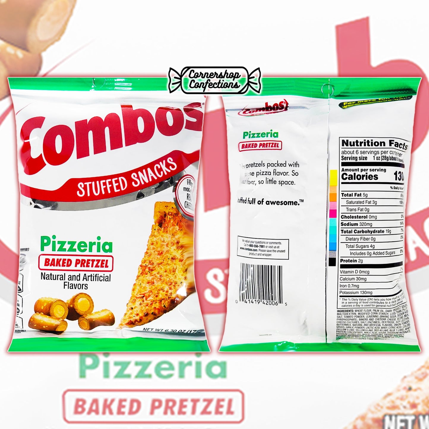 Combos Stuffed Snack 4 Flavors 1 Each Bulk Variety Share Pack - Pepperoni Pizza Baked Cracker, Cheddar Cheese Cracker, Pizzeria Baked Pretzel, Cheddar Cheese Pretzel In Cornershop Confections Pack