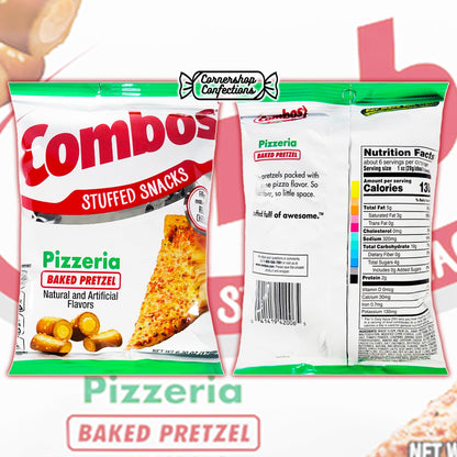 Combos Stuffed Snack 4 Flavors 1 Each Bulk Variety Share Pack - Pepperoni Pizza Baked Cracker, Cheddar Cheese Cracker, Pizzeria Baked Pretzel, Cheddar Cheese Pretzel In Cornershop Confections Pack