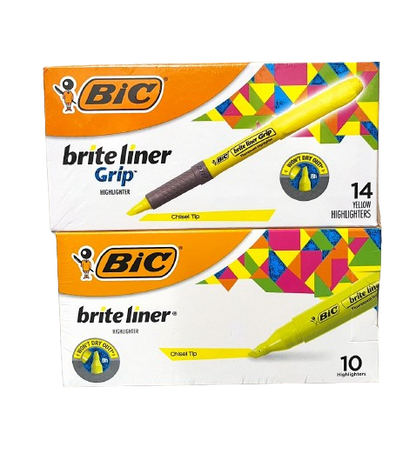 BIC Brite Liner Highlighter Combo Pack, Yellow, 24 ct