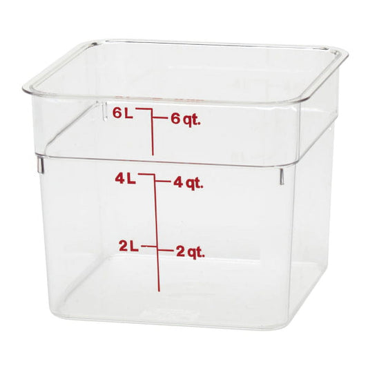 Cambro 6 Quart Clear Measuring Plastic Square Container, 6 ct - Case of 1