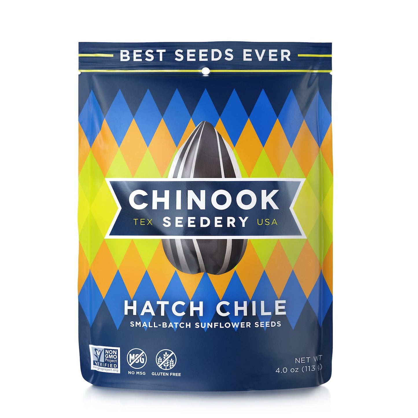 Chinook Seedery Roasted Jumbo Sunflower Seeds - 4oz (Pack of 12) - Gluten-Free Hatch Chile Flavor