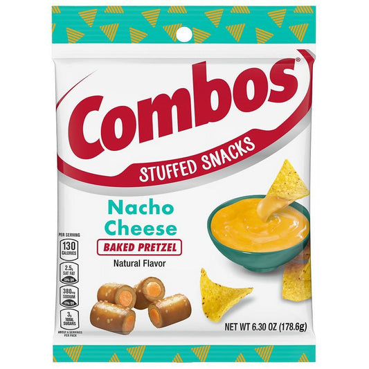 Combos Stuffed Snacks Nacho Cheese Baked Pretzel Snacks 6.3 oz Pack of 2