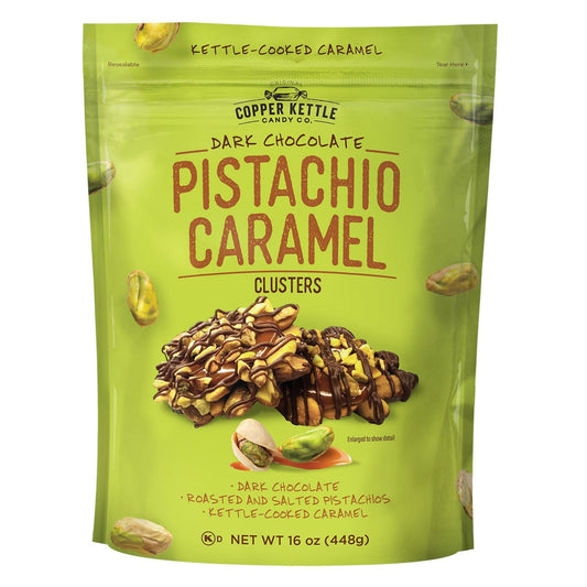 Copper Kettle Candy Co Dark Chocolate Pistachio Caramel Clusters 16 oz