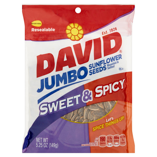 David Jumbo Sweet and Spicy Sunflower Seeds, 5.25 Oz., 12 Count