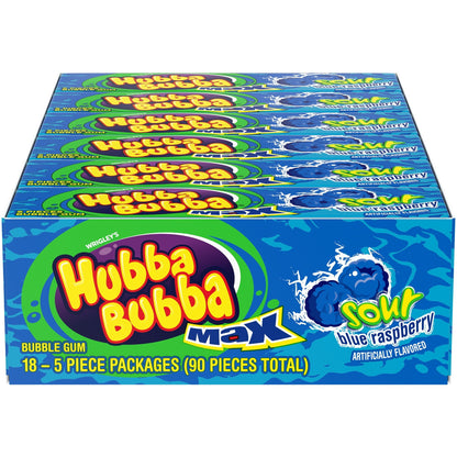 Hubba Bubba Sour Blue Raspberry Max Bubble Gum, 90 Pieces Box