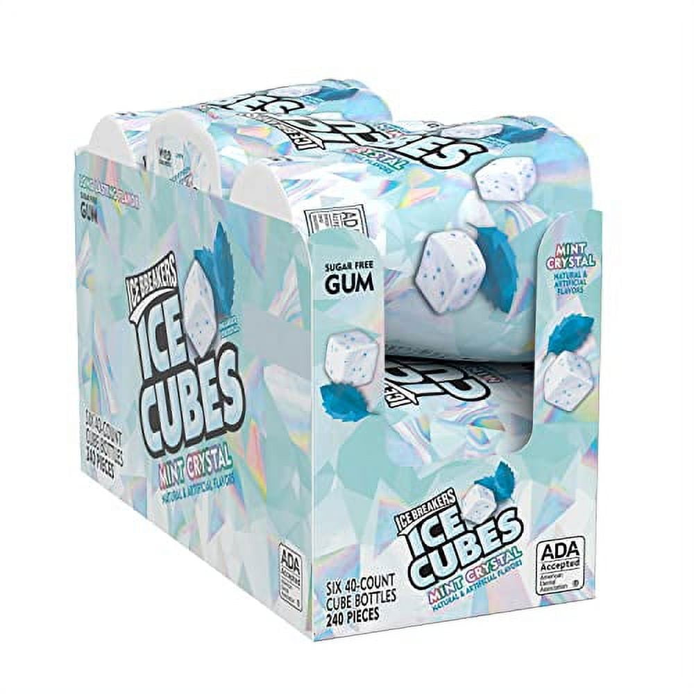ICE BREAKERS ICE CUBES MINT CRYSTAL Sugar Free Chewing Gum, Made with Xylitol, 3.24 oz Bottles (6 Count, 40 Pieces)