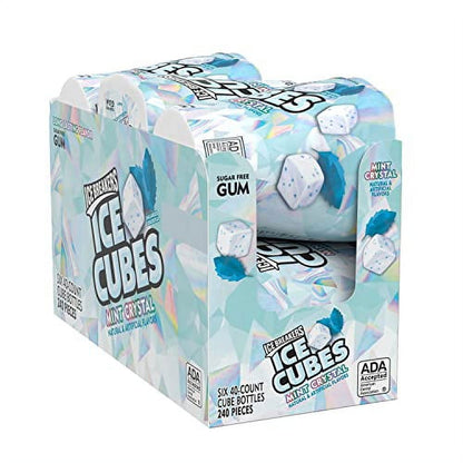 ICE BREAKERS ICE CUBES MINT CRYSTAL Sugar Free Chewing Gum, Made with Xylitol, 3.24 oz Bottles (6 Count, 40 Pieces)
