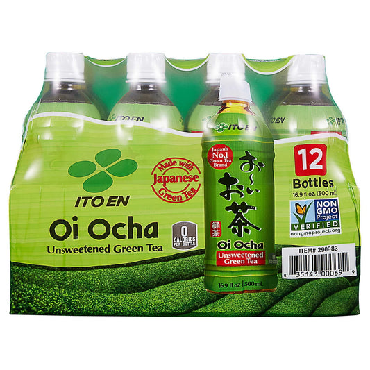 Ito En Oi Ocha Unsweetened Green Tea, 16.9 fl oz, 12-count