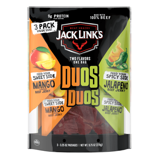 Jack Link's Duos Mango Flavored/Jalapeno Beef Jerky Value Size! 3 - 3.25 oz Packs