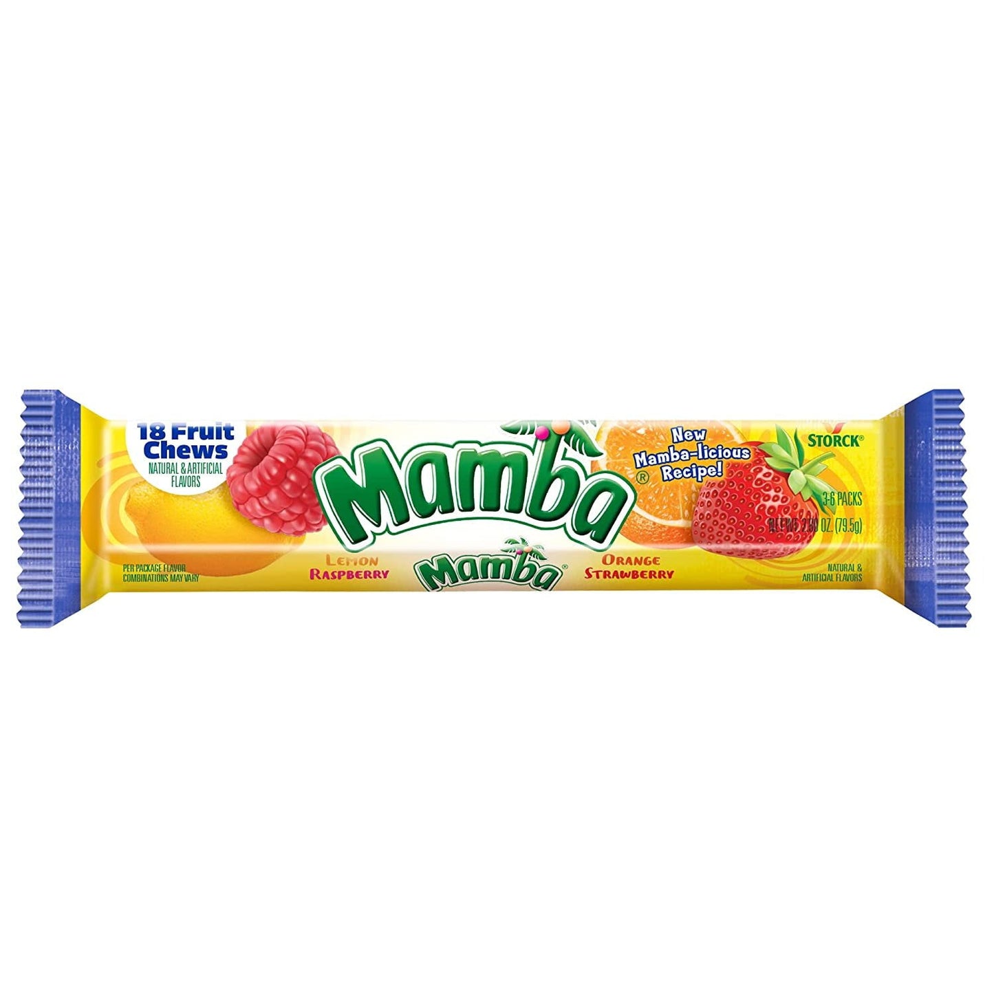 Mamba Fruit Chews Candy, 18 Pieces Pack of 24