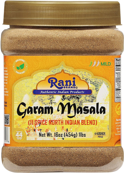 Rani Garam Masala Indian 11-Spice Blend 16oz (1lb) 454g PET Jar ~ All Natural, Salt-Free | Vegan | No Colors | Gluten Friendly | NON-GMO | Indian Origin