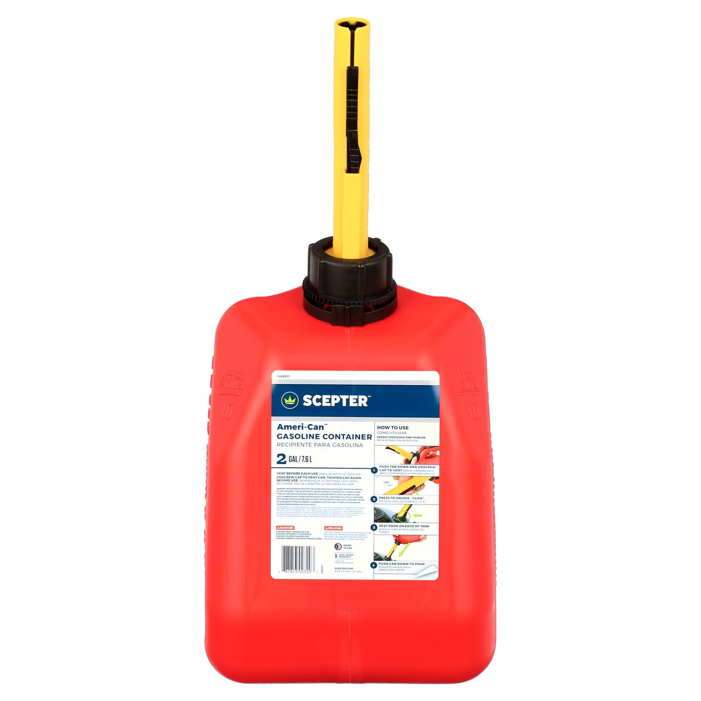Scepter Ameri-Can 2 Gallon Gas Can, FG4G211, Red