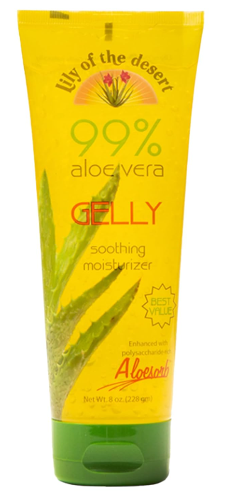 Lily Of The Desert Gelly Moisturizer - 99% Organic Aloe Vera Gel for Skin, After Sun Care with Aloe, Vitamin E Oil, and Vitamin C for Sunburn Relief, 8 Fl Oz