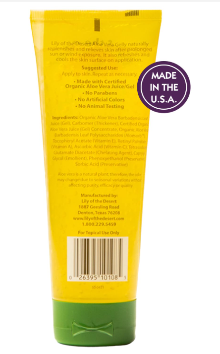 Lily Of The Desert Gelly Moisturizer - 99% Organic Aloe Vera Gel for Skin, After Sun Care with Aloe, Vitamin E Oil, and Vitamin C for Sunburn Relief, 8 Fl Oz