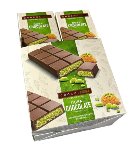 Chocolart Dubai Chocolate Premium Antep Pistachio & Crispy Kadaifis Middle Eastern Flavors 6 Pack