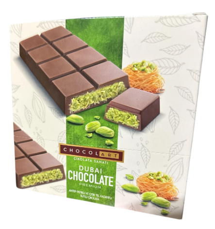 Chocolart Dubai Chocolate Premium Antep Pistachio & Crispy Kadaifis Middle Eastern Flavors 6 Pack