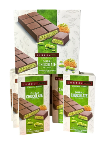 Chocolart Dubai Chocolate Premium Antep Pistachio & Crispy Kadaifis Middle Eastern Flavors 6 Pack