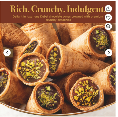 Leonessa Dubai Chocolate Cones with Pistachio Kunafa, Made with Belgian Chocolates, 4.7 oz