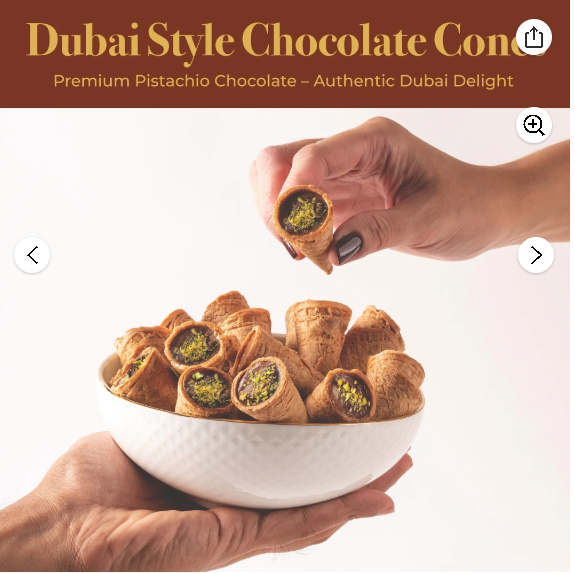Leonessa Dubai Chocolate Cones with Pistachio Kunafa, Made with Belgian Chocolates, 4.7 oz