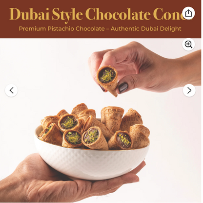 Leonessa Dubai Chocolate Cones with Pistachio Kunafa, Made with Belgian Chocolates, 4.7 oz