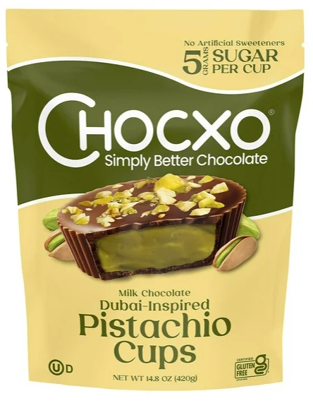 ChocXO Milk Chocolate Dubai Inspired Pistachio Cups, 14.8 Ounce