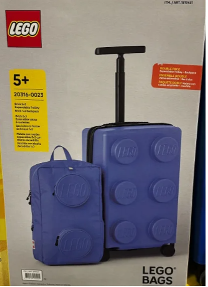 LEGO Kids 2-Piece Luggage Set Expandable Trolley & Backpack Travel Bag - Blue