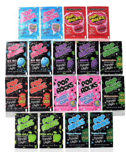 Pop Rocks Popping Candy, 0.33 oz. Pouches, 9 Flavor Variety, 18 Count