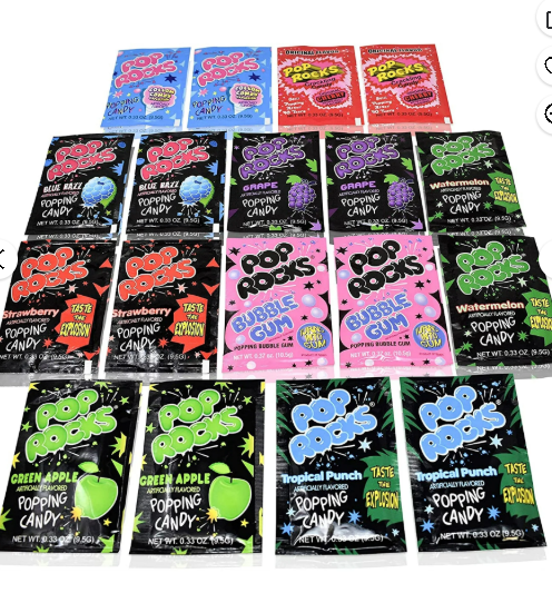 The Hampton Candy Company Pop Rocks Candy 9 Pack, 3 Flavors of Each - Watermelon, Strawberry, Tropical Punch