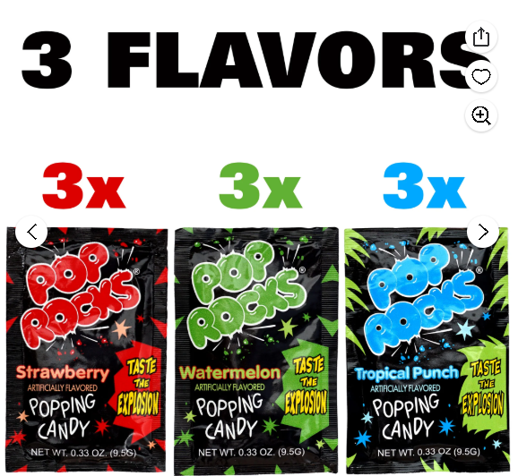 The Hampton Candy Company Pop Rocks Candy 9 Pack, 3 Flavors of Each - Watermelon, Strawberry, Tropical Punch