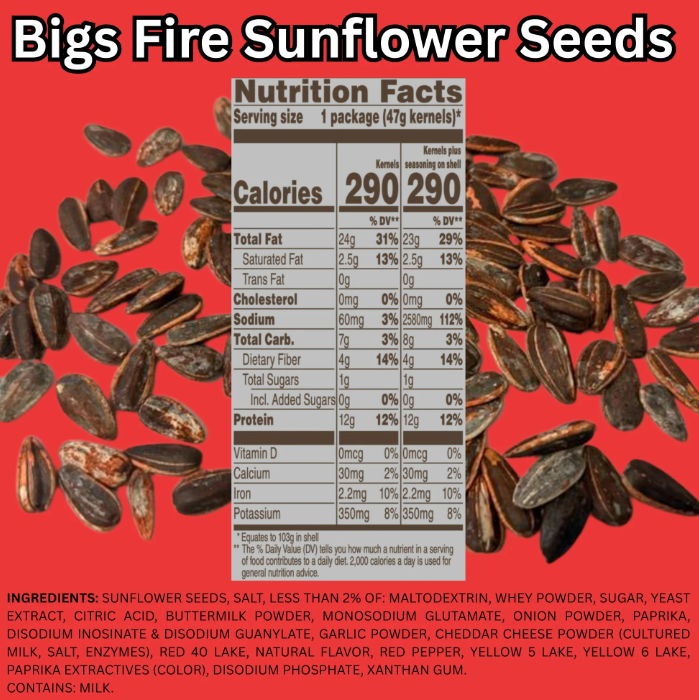 Bigs Fire Spicy Sunflower Seeds Snack 3.63 Oz 3 Pack, Roasted Hot and Tangy Flavor.
