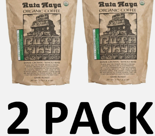 Ruta Maya Organic Decaffeinated Coffee Dark Roast 2.2 Lbs - 2Pk