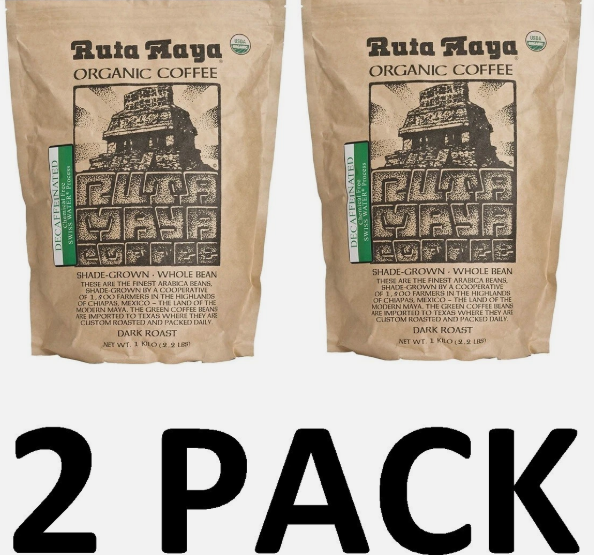 Ruta Maya Organic Decaffeinated Coffee Dark Roast 2.2 Lbs - 2Pk