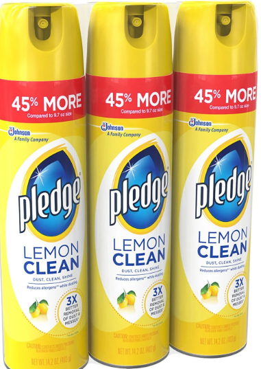 Pledge Furniture Enhancing Polish Spray, Lemon, 14.2 Ounce (Pack of 3)
