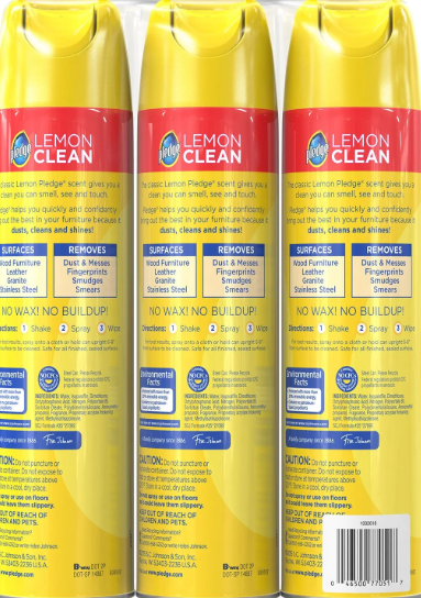 Pledge Furniture Enhancing Polish Spray, Lemon, 14.2 Ounce (Pack of 3)