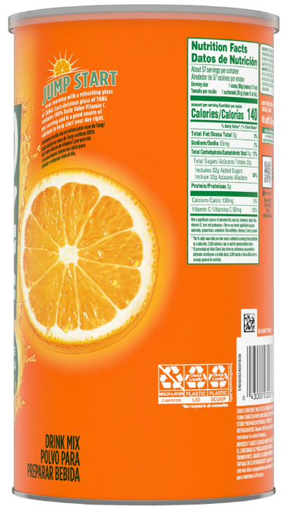 Tang Orange Naturally Flavored Powdered Soft Drink Mix, 4.5 lb Canister