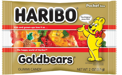 Haribo Gummi Candy, Goldbears, 2 Ounce (Pack of 4)