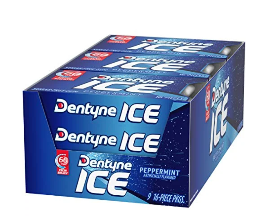 Dentyne Ice Peppermint Sugar Free Gum, 9 Packs of 16 Pieces (144 Total Pieces)