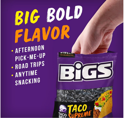BIGS Flavored Sunflower Seeds - Taco Supreme - 5.35 Ounces Per Bag - In Mighty Merchandise Packaging, 140 Gram (Pack of 3), Total : 16.1 ounces
