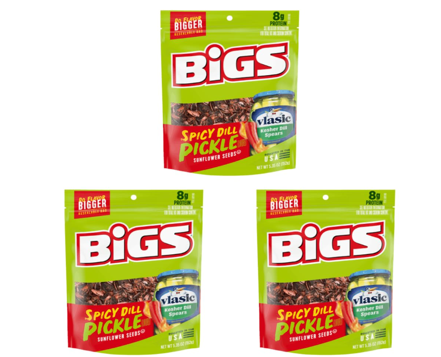 BIGS Vlasic Spicy Dill Pickle Flavored Sunflower Seeds (Pack of 3) 5.35 Oz