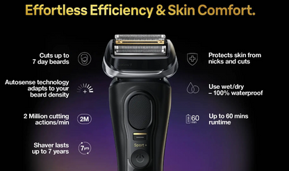 Braun Series 9 Sport + Electric Shaver with Clean and Charge Station and Travel Case