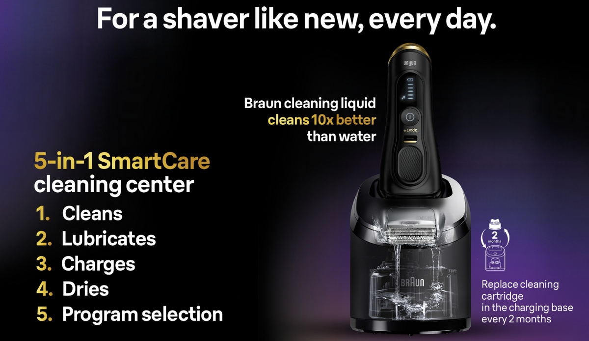 Braun Series 9 Sport + Electric Shaver with Clean and Charge Station and Travel Case
