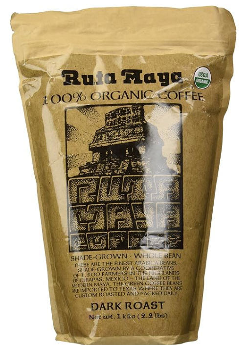 Ruta Maya Organic Coffee Dark Roast Whole Bean 2 Count - 2.2 Lbs. Each