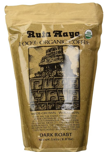 Ruta Maya Organic Coffee Dark Roast Whole Bean 2 Count - 2.2 Lbs. Each